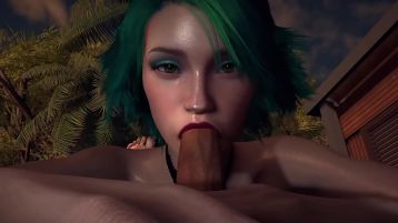 Chica Caliente De Pelo Verde Hace Una Mamada Descuidada En Pov  Porno 3d
